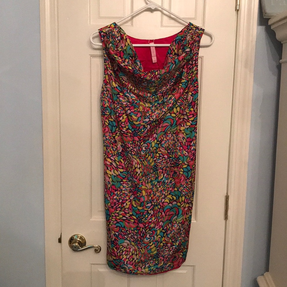 New Lilly Pulitzer reversible cowl neck silk dress